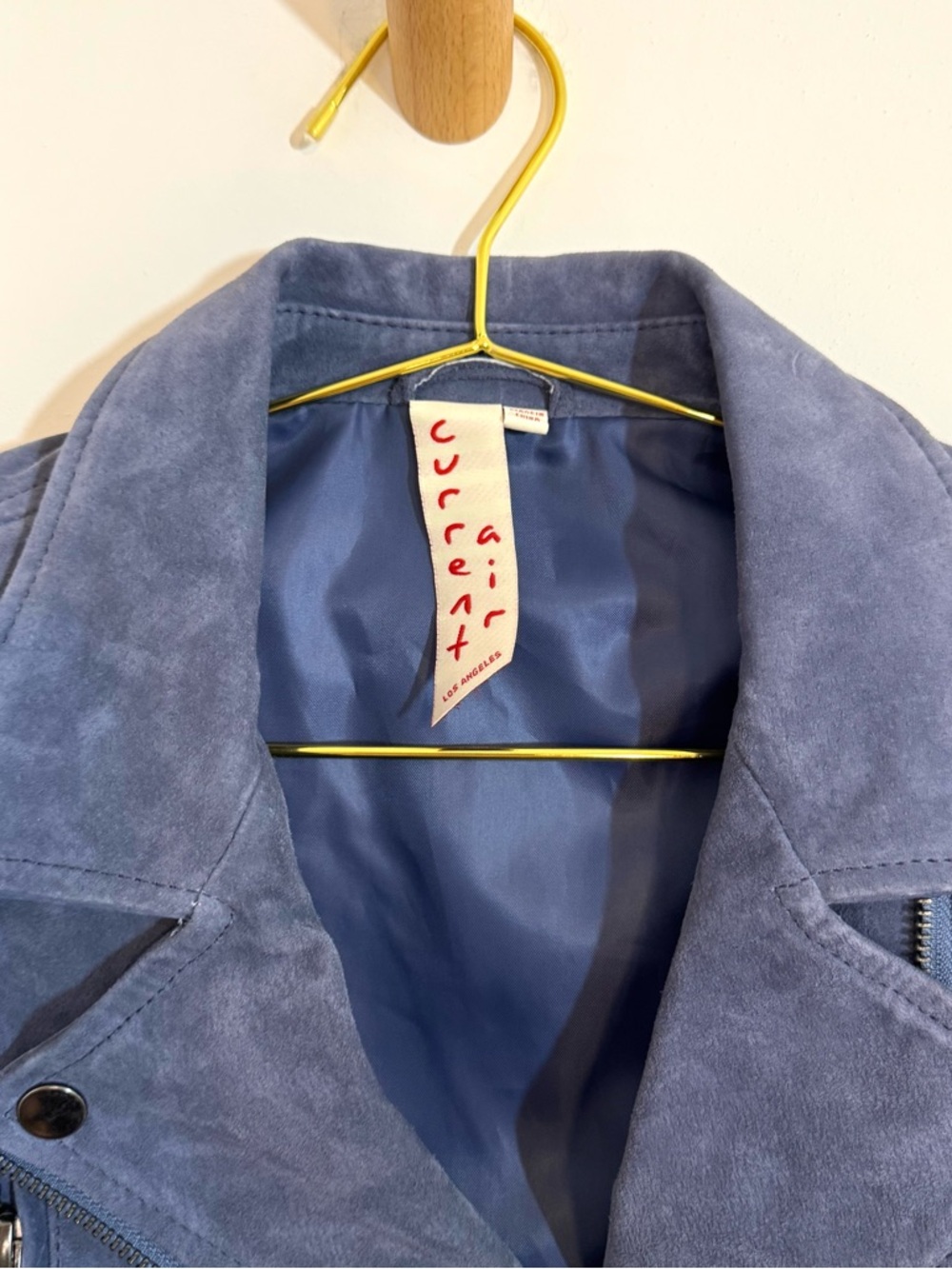 Anthropologie Current Air Sinclaire Blue Suede Leather Moto Jacket Size Medium - Picture 5 of 10